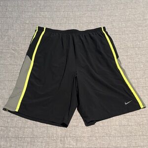 Nike Men's Athletic Shorts in Black with Gray and Yellow Highlights
